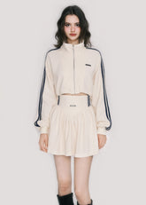 Tennis Waffle Sweatshirt Skirt Set